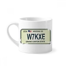 Dıythinker 170 ml Beyaz Amerikan Araba Lisans Numarası Desenli Mini Kahve Seramik Kupa