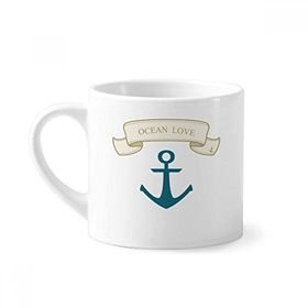 Dıythinker 170 ml Beyaz Anchor Ocean Love Deniz Yelkenli Desenli Mini Kahve Seramik Kupa