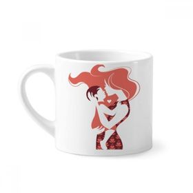 Dıythinker 170 ml Beyaz Anne Çocuk Aile Sevgi Desenli Mini Kahve Seramik Kupa