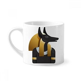 Dıythinker 170 ml Beyaz Antik Mısır Anubis Sanat Desenli Mini Kahve Seramik Kupa