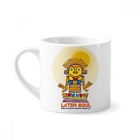Dıythinker 170 ml Beyaz Antik Mısır Latin Ruh Heykeli Desenli Mini Kahve Seramik Kupa