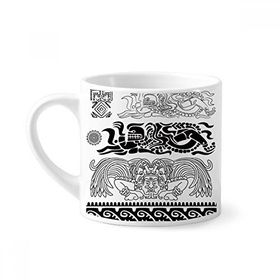 Dıythinker 170 ml Beyaz Antik Mısır Soyut Sanat Dekoratif Desen Mini Kahve Seramik Kupa