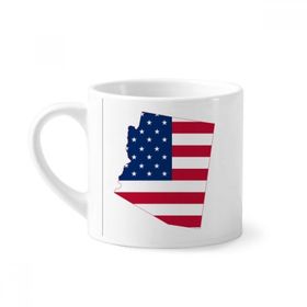 Dıythinker 170 ml Beyaz Arizona ABD Haritası Yıldızlar Çizgili Bayrak Şekilli Mini Kahve Seramik Kupa