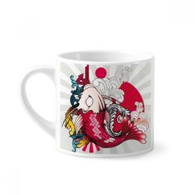 Dıythinker 170 ml Beyaz Art Radiate Japan Pattern Mini Kahve Seramik Kupa