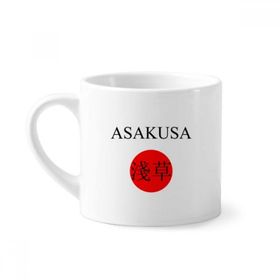 Dıythinker 170 ml Beyaz Asakusa Japaness Şehir Adı Kırmızı Güneş Bayrağı Mini Kahve Seramik Kupa