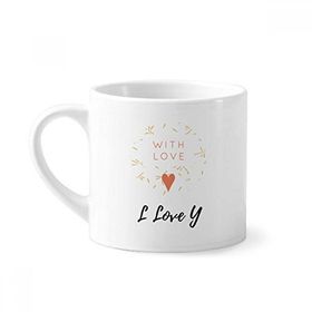 Dıythinker 170 ml Beyaz Aşk Çiçek Soyut Bitkiler Sanat Mini Kahve Seramik Kupa