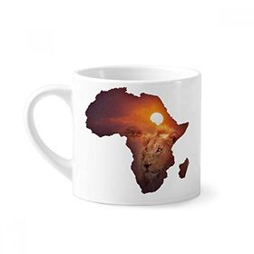 Dıythinker 170 ml Beyaz Aslan Çayır Afrika Kıtası İsim Haritası Mini Kahve Seramik Kupa