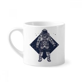 Dıythinker 170 ml Beyaz Astronot Yıldızları Evren Sanat Desenli Mini Kahve Seramik Kupa