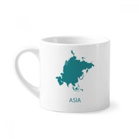 Dıythinker 170 ml Beyaz Asya Kıtası Çizgisi Silüet Haritası Mini Kahve Seramik Kupa