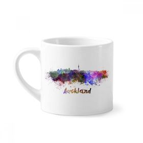 Dıythinker 170 ml Beyaz Auckland Yeni Zelanda Şehri Suluboya Mini Kahve Seramik Kupa