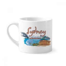 Dıythinker 170 ml Beyaz Australia City Sydney Opera Suluboya Mini Kahve Seramik Kupa