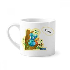 Dıythinker 170 ml Beyaz Avustralya Koala ve Okalipt Suluboya Mini Kahve Seramik Kupa
