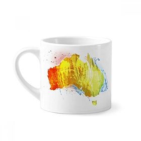 Dıythinker 170 ml Beyaz Avustralya Renkli Haritası İllüstrasyon Desenli Mini Kahve Seramik Kupa
