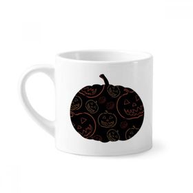 Dıythinker 170 ml Beyaz Balkabağı Fayans Desenli Cadılar Bayramı Mini Kahve Seramik Kupa