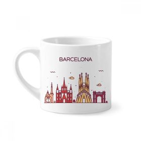 Dıythinker 170 ml Beyaz Barcelona İspanya Düz Simge Desenli Mini Kahve Seramik Kupa
