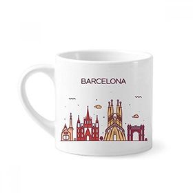 Dıythinker 170 ml Beyaz Barcelona İspanya Düz Simge Desenli Mini Kahve Seramik Kupa
