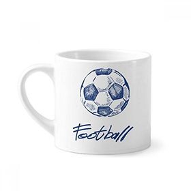Dıythinker 170 ml Beyaz Basit Çizgi Film Futbol Mavi Desenli Mini Kahve Seramik Kupa