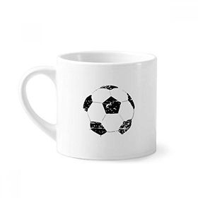 Dıythinker 170 ml Beyaz Basit Siyah Futbol Desenli Futbol Mini Kahve Seramik Kupa