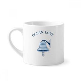 Dıythinker 170 ml Beyaz Bell Ocean Love Deniz Yelkenli Desenli Mini Kahve Seramik Kupa