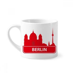 Dıythinker 170 ml Beyaz Berlin Almanya Kırmızı Simgesi Desenli Mini Kahve Seramik Kupa