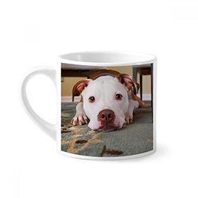 Dıythinker 170 ml Beyaz Beyaz Bulldog Evcil Hayvan Resmi Mini Kahve Seramik Kupa