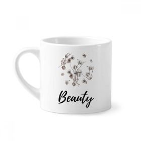 Dıythinker 170 ml Beyaz Beyaz Çiçekler Çizim Sanatı Bitki Mini Kahve Seramik Kupa