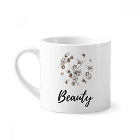 Dıythinker 170 ml Beyaz Beyaz Çiçekler Çizim Sanatı Bitki Mini Kahve Seramik Kupa