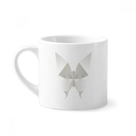 Dıythinker 170 ml Beyaz Beyaz Kelebek Origami Soyut Desenli Mini Kahve Seramik Kupa