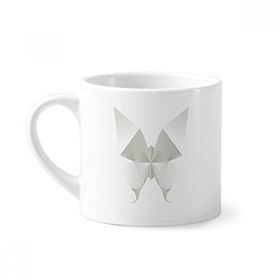Dıythinker 170 ml Beyaz Beyaz Kelebek Origami Soyut Desenli Mini Kahve Seramik Kupa