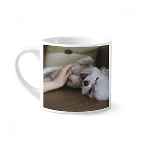 Dıythinker 170 ml Beyaz Beyaz Köpek Evcil Hayvan Sevimli Fotoğraf Mini Kahve Seramik Kupa