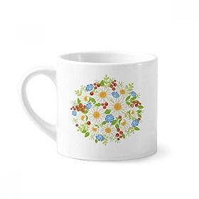 Dıythinker 170 ml Beyaz Beyaz Krizantem Yaprakları Meyve Çiçek Mini Kahve Seramik Kupa