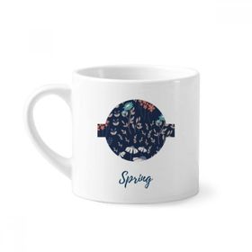 Dıythinker 170 ml Beyaz Beyaz Mavi Çiçek Bitki Boyası Mini Kahve Seramik Kupa