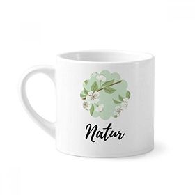 Dıythinker 170 ml Beyaz Beyaz Şeftali Çiçek Çizim Bitki Mini Kahve Seramik Kupa