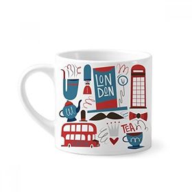 Dıythinker 170 ml Beyaz Big Ben İngiliz Otobüsü İngiltere Bayrağı Mini Kahve Seramik Kupa