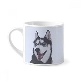 Dıythinker 170 ml Beyaz Big Dog Snow Husky Resim Mini Kahve Seramik Kupa