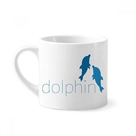 Dıythinker 170 ml Beyaz Blue Ocean Docile İki Yunus Mini Kahve Seramik Kupa