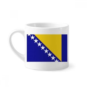 Dıythinker 170 ml Beyaz Bosna-Hersek Ulusal Bayrağı Ülke Mini Kahve Seramik Kupa