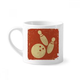 Dıythinker 170 ml Beyaz Bowling Spor İllüstrasyon Kırmızı Desenli Mini Kahve Seramik Kupa