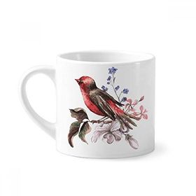 Dıythinker 170 ml Beyaz Branch Birds Çiçek Mini Kahve Seramik Kupa