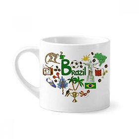 Dıythinker 170 ml Beyaz Brezilya Aşk Kalp Landscap Ulusal Bayrak Mini Kahve Seramik Kupa