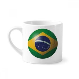 Dıythinker 170 ml Beyaz Brezilya Ulusal Bayrağı Futbol Mini Kahve Seramik Kupa