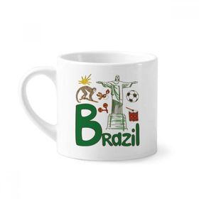 Dıythinker 170 ml Beyaz Brezilya Ulusal Simge Simgesi Desenli Mini Kahve Seramik Kupa