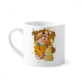Dıythinker 170 ml Beyaz Budist On sekiz Arhat Figür Desenli Mini Kahve Seramik Kupa