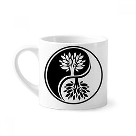 Dıythinker 170 ml Beyaz Budizm Din Beyaz Yin-yang Yuvarlak Mini Kahve Seramik Kupa