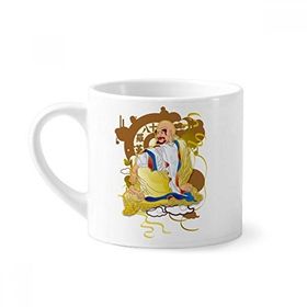Dıythinker 170 ml Beyaz Budizm On sekiz Arhat Desen İllüstrasyon Mini Kahve Seramik Kupa