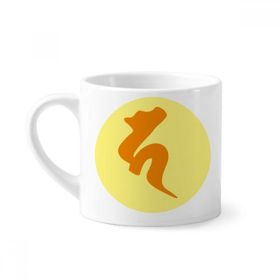 Dıythinker 170 ml Beyaz Budizm Sarı Sanskrit Ha Desenli Mini Kahve Seramik Kupa
