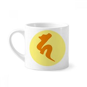 Dıythinker 170 ml Beyaz Budizm Sarı Sanskrit Ha Desenli Mini Kahve Seramik Kupa