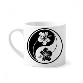 Dıythinker 170 ml Beyaz Budizm Yin-yang Çiçek Tasarımlı Mini Kahve Seramik Kupa