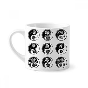 Dıythinker 170 ml Beyaz Budizm Yin-yang Çiçek Yuvarlak Tasarım Mini Kahve Seramik Kupa