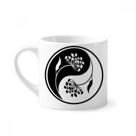 Dıythinker 170 ml Beyaz Budizm Yin-yang Siyah Beyaz Çiçek Mini Kahve Seramik Kupa